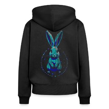 hause Blau Kunst Osterhase Kaninchen - Frauen Premium Bio Zip Hoodie - Schwarz - Hinten - Julia (174cm)