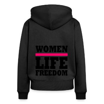 Women life freedom iran - Sweat à capuche zippé Premium bio Femme - noir - Dos - Julia (174cm)