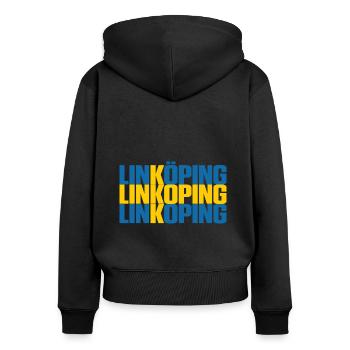 Linköping Schweden Fahne - Frauen Premium Bio Zip Hoodie - Schwarz - Hinten - Julia (174cm)