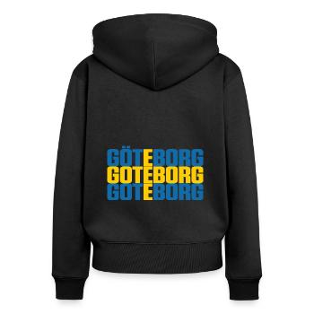 Göteborg Schweden Fahne - Frauen Premium Bio Zip Hoodie - Schwarz - Hinten - Julia (174cm)