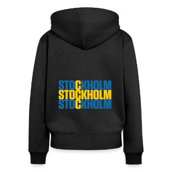 Stockholm Schweden Fahne - Frauen Premium Bio Zip Hoodie - Schwarz - Hinten - Julia (174cm)