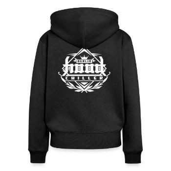 Element Hood Chiller Berlin - Frauen Premium Bio Zip Hoodie - Schwarz - Hinten - Julia (174cm)