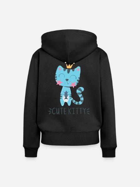 Süße Katze - Frauen Premium Bio Zip Hoodie - Schwarz