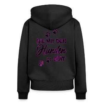Die mit den Hunden geht | Hundebesitzerin Geschenk - Frauen Premium Bio Zip Hoodie - Schwarz - Hinten - Julia (174cm)