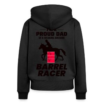 Barrel Racer Pferderennen Rodeo Papa Vatertag - Frauen Premium Bio Zip Hoodie - Schwarz - Hinten - Julia (174cm)