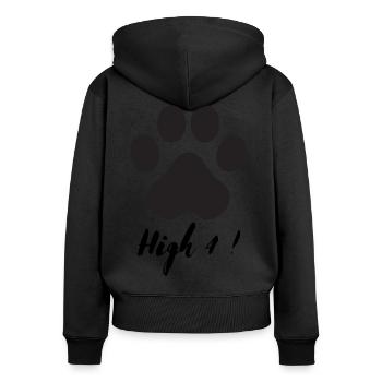 High 4 - coole süße Pfote Hund Katze /black - Frauen Premium Bio Zip Hoodie - Schwarz - Hinten - Julia (174cm)