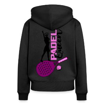 padel padel-tennis padeltennis joueur padel-queen - Sweat à capuche zippé Premium bio Femme - noir - Dos - Julia (174cm)