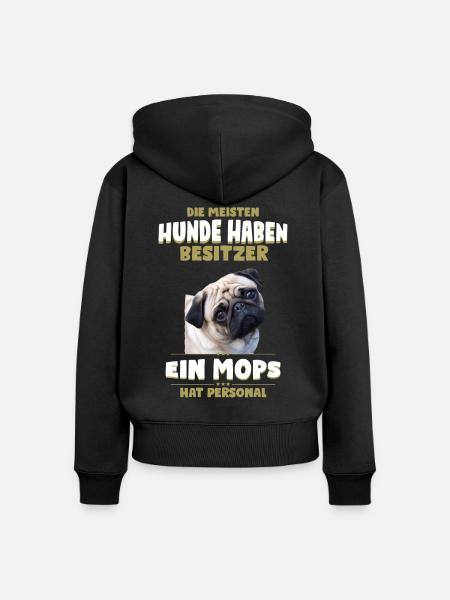 Mops Shirt - Mops Hund TShirt - Frauen Premium Bio Zip Hoodie - Schwarz