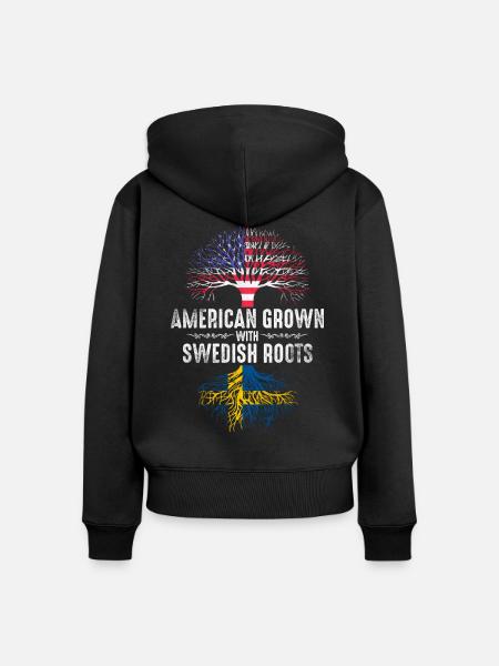 Amerikaner mit schwedischen Wurzeln - Frauen Premium Bio Zip Hoodie - Schwarz