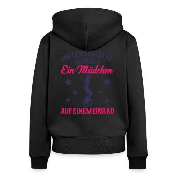 Einrad Einradfahrer Spruch Mädchen Geschenk - Frauen Premium Bio Zip Hoodie - Schwarz - Hinten - Julia (174cm)
