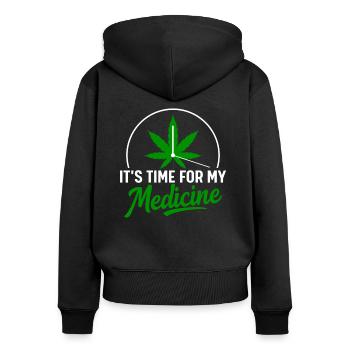 Its Time for my Medicine Weed Cannabis - Frauen Premium Bio Zip Hoodie - Schwarz - Hinten - Julia (174cm)