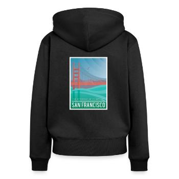 San Francisco Golden Gate Bridge - Sweat à capuche zippé Premium bio Femme - noir - Dos - Julia (174cm)