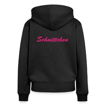 Schnittchen - Frauen Premium Bio Zip Hoodie - Schwarz - Hinten - Julia (174cm)