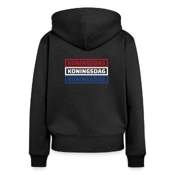 Koningsdag Holland Flag Kingsday Pays-Bas - Sweat à capuche zippé Premium bio Femme - noir - Dos - Julia (174cm)
