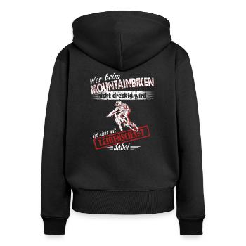Fahrrad lustiger Spruch Mountainbiker Mountainbike - Frauen Premium Bio Zip Hoodie - Schwarz - Hinten - Julia (174cm)