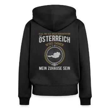 Österreich da bin ich zuhause Heimat Liebe - Frauen Premium Bio Zip Hoodie - Schwarz - Hinten - Julia (174cm)