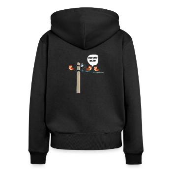 Vögel Spruch Lustig Der Hat WLAN Vogel Spatzen - Frauen Premium Bio Zip Hoodie - Schwarz - Hinten - Julia (174cm)