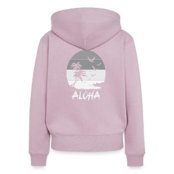 Aloha - Women's Premium Organic Zip Hoodie - dusky pink - Back - Julia (174cm)
