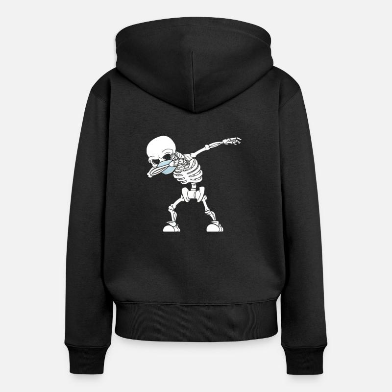 Dabbing Skeleton Face Mask - Sweat à capuche zippé Premium bio Femme - noir