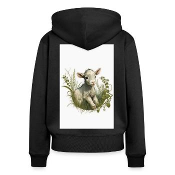 Baby goat in gras Little lamp for Easter - Frauen Premium Bio Zip Hoodie - Schwarz - Hinten - Julia (174cm)