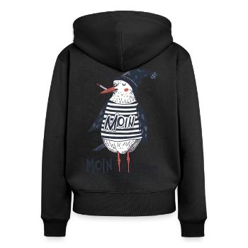 Moin Möwe Matrose Kapitän Seemann Nordsee Ostsee - Frauen Premium Bio Zip Hoodie - Schwarz - Hinten - Julia (174cm)
