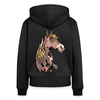Pintabian Horse - Women's Premium Organic Zip Hoodie - black - Back - Julia (174cm)