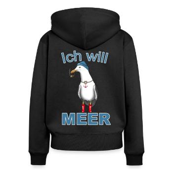 Kapitän Seefahrt Anker Meer - Ich will Meer! - Frauen Premium Bio Zip Hoodie - Schwarz - Hinten - Julia (174cm)