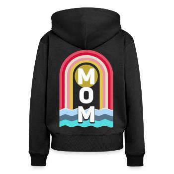 Retro Regenbogen mit bunter Sea Mom - Frauen Premium Bio Zip Hoodie - Schwarz - Hinten - Julia (174cm)