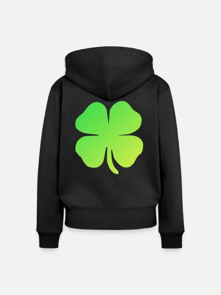 Irischer Klee - Frauen Premium Bio Zip Hoodie - Schwarz