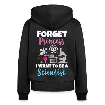 Scientist - Frauen Premium Bio Zip Hoodie - Schwarz - Hinten - Julia (174cm)