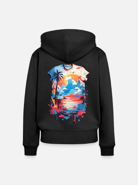 Karibik Shirt - Frauen Premium Bio Zip Hoodie - Schwarz