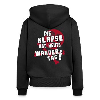 Drôle de proverbe "Le jour de la randonnée a la gifle aujourd'hui!" - Sweat à capuche zippé Premium bio Femme - noir - Dos - Julia (174cm)
