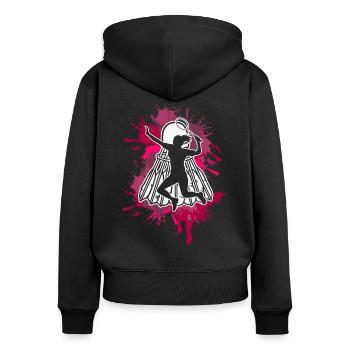 Badminton - Frauen Premium Bio Zip Hoodie - Schwarz - Hinten - Julia (174cm)