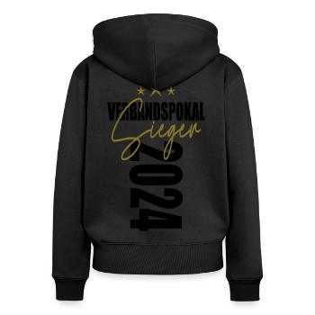 Verbandspokal Sieger 2024 - Frauen Premium Bio Zip Hoodie - Schwarz - Hinten - Julia (174cm)