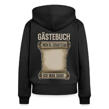 85. Geburtstag Gästebuch - Frauen Premium Bio Zip Hoodie - Schwarz - Hinten - Julia (174cm)