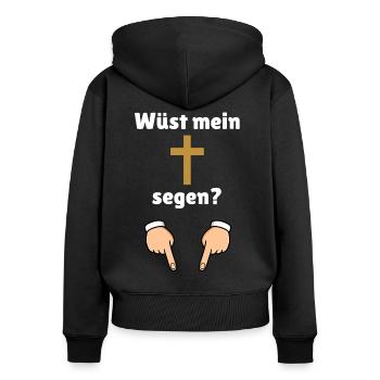 Pfarrer in Österreich Shirt - Frauen Premium Bio Zip Hoodie - Schwarz - Hinten - Julia (174cm)