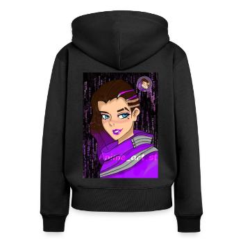 Sombra von Overwatch - Frauen Premium Bio Zip Hoodie - Schwarz - Hinten - Julia (174cm)