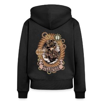 FILLE STEAMPUNK - Sweat à capuche zippé Premium bio Femme - noir - Dos - Julia (174cm)