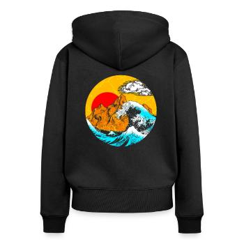 Japanische Kunst - Frauen Premium Bio Zip Hoodie - Schwarz - Hinten - Julia (174cm)