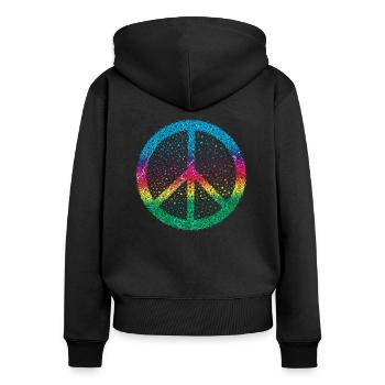 Peace Zeichen Frieden - Frauen Premium Bio Zip Hoodie - Schwarz - Hinten - Julia (174cm)