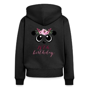 Panda Girl 18 ans 18 ans costume cadeau - Sweat à capuche zippé Premium bio Femme - noir - Dos - Julia (174cm)