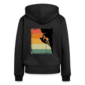 Vintage escalade d’escalade équipement d’escalade - Sweat à capuche zippé Premium bio Femme - noir - Dos - Julia (174cm)