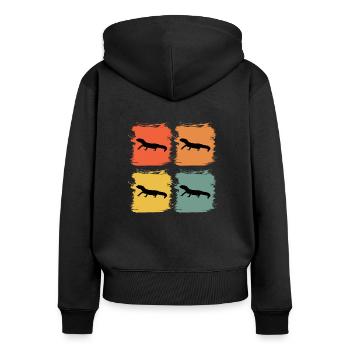 Gecko Lézard Retro Pop Art Idée cadeau - Sweat à capuche zippé Premium bio Femme - noir - Dos - Julia (174cm)