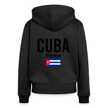 Kuba Havanna Reise Souvenir Geschenkidee - Frauen Premium Bio Zip Hoodie - Schwarz - Hinten - Julia (174cm)