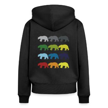 Neon Pop Art Retro ours polaire Sauvage idée cadeau - Sweat à capuche zippé Premium bio Femme - noir - Dos - Julia (174cm)