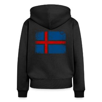 ISLAND VINTAGE FLAGGE - Frauen Premium Bio Zip Hoodie - Schwarz - Hinten - Julia (174cm)