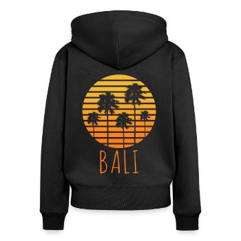 Bali - Frauen Premium Bio Zip Hoodie - Schwarz - Hinten - Julia (174cm)