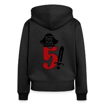Dieser Pirat ist 5 - Frauen Premium Bio Zip Hoodie - Schwarz - Hinten - Julia (174cm)