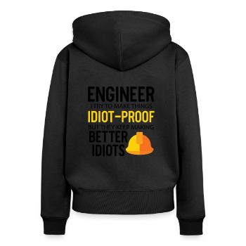 Engineer - Frauen Premium Bio Zip Hoodie - Schwarz - Hinten - Julia (174cm)