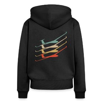 Segelflugzeug - Frauen Premium Bio Zip Hoodie - Schwarz - Hinten - Julia (174cm)